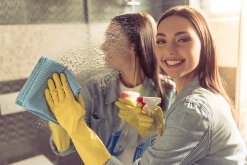 Professional facade cleaning equipment used on an Earlscourt property